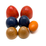Colorful Set of Treen Nesting Eggs with Best Red Patina