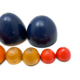 Colorful Set of Treen Nesting Eggs with Best Red Patina