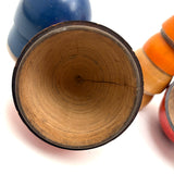 Colorful Set of Treen Nesting Eggs with Best Red Patina