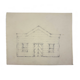 Pair of Antique Graphite Drawings on Houses on Folded Paper