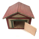 SOLD Scratch Made Folk Art House with Glass Windows, Wallpapered Interior, Opening Door