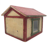 SOLD Scratch Made Folk Art House with Glass Windows, Wallpapered Interior, Opening Door