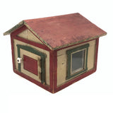 SOLD Scratch Made Folk Art House with Glass Windows, Wallpapered Interior, Opening Door