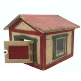 SOLD Scratch Made Folk Art House with Glass Windows, Wallpapered Interior, Opening Door