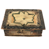 Charming Hybrid: Early 19th C. Painted Box with Folk Art Needlepoint Cover