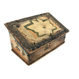 Charming Hybrid: Early 19th C. Painted Box with Folk Art Needlepoint Cover
