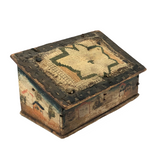 Charming Hybrid: Early 19th C. Painted Box with Folk Art Needlepoint Cover