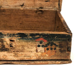 Charming Hybrid: Early 19th C. Painted Box with Folk Art Needlepoint Cover
