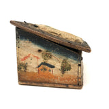Charming Hybrid: Early 19th C. Painted Box with Folk Art Needlepoint Cover