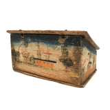 Charming Hybrid: Early 19th C. Painted Box with Folk Art Needlepoint Cover