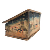 Charming Hybrid: Early 19th C. Painted Box with Folk Art Needlepoint Cover