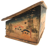 Charming Hybrid: Early 19th C. Painted Box with Folk Art Needlepoint Cover