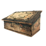 Charming Hybrid: Early 19th C. Painted Box with Folk Art Needlepoint Cover