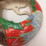 1940s Japanese Ceramic Hanging Planter with Two-Sided Crane Design