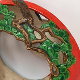 1940s Japanese Ceramic Hanging Planter with Two-Sided Crane Design