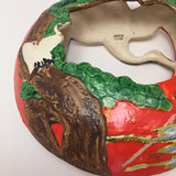 1940s Japanese Ceramic Hanging Planter with Two-Sided Crane Design