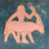 Teal Green Egyptian-themed Slab Ceramic Vessel