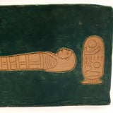 Teal Green Egyptian-themed Slab Ceramic Vessel
