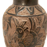 Incised Okinawan Pottery Vase With Woman Holding Fish, Signed