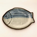 Set of Four Handmade Japanese Fish Shaped Plates, Signed