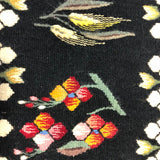 Romanian Handwoven Wool Rug with Wheat and Flower Design