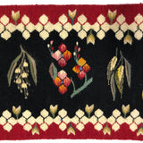 Romanian Handwoven Wool Rug with Wheat and Flower Design