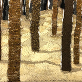 Signed Vintage Handwoven Wool Wall Hanging of Trees in Snow