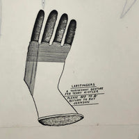 Ray Johnson 1985 Mail Art Throwaway Gesture, Andy Warhol's Hand + Ladyfingers for Terry Kistler