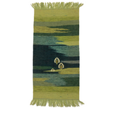 Japanese Woven Wool Textile in Greens and Blues