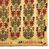 Hand-Embroidery on Linen Antique Textile Wall-Hanging