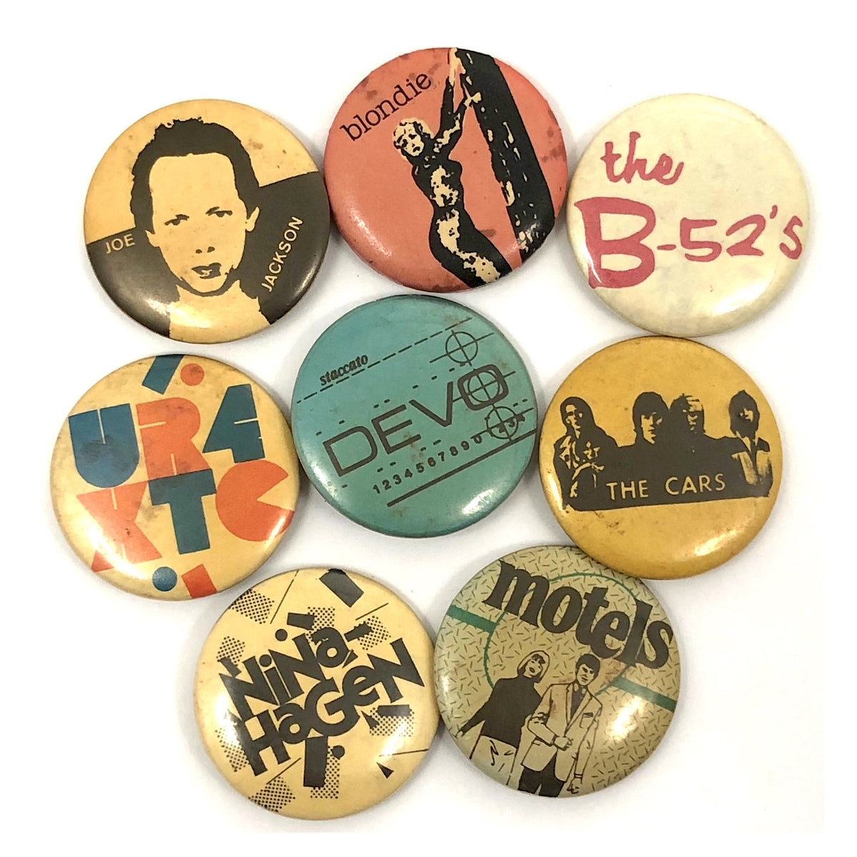 80's Bands 1 Button Pin Set Gogo's Bangles Blondie (9 pins total)