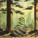 Large California Forest Watercolor, Unsigned, c. 1960s
