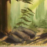 Large California Forest Watercolor, Unsigned, c. 1960s