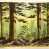 Large California Forest Watercolor, Unsigned, c. 1960s
