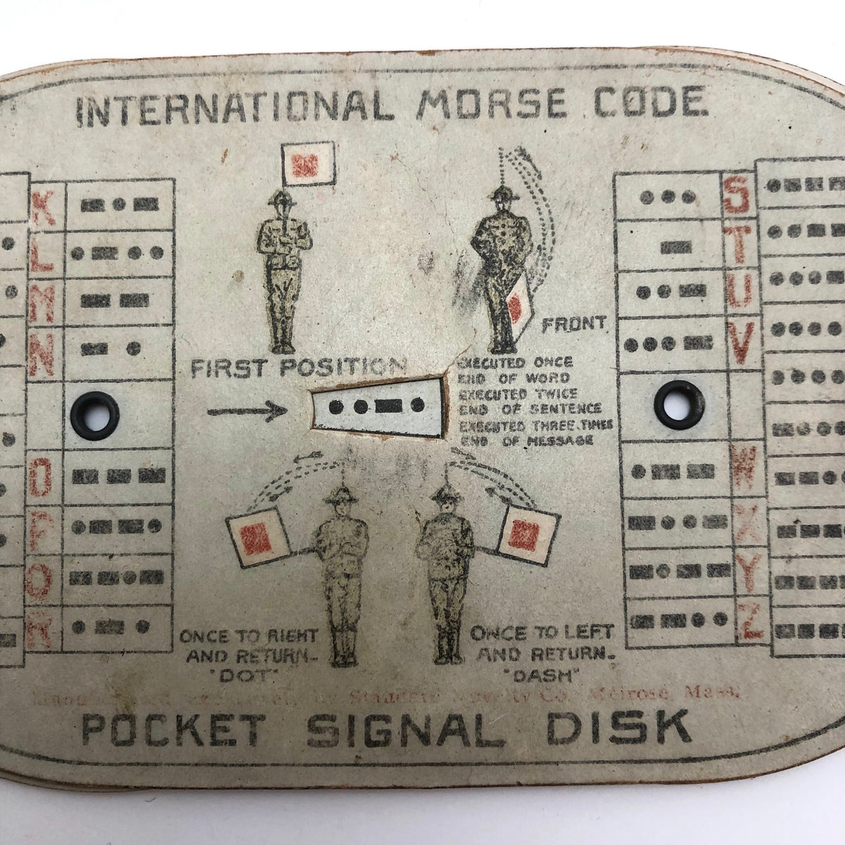 Boy Scouts 1914 Semaphore and Morse Code Pocket Signal Disk critical