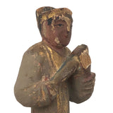 Antique Carved, Painted Wooden Chinese Figure on Base
