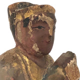 Antique Carved, Painted Wooden Chinese Figure on Base