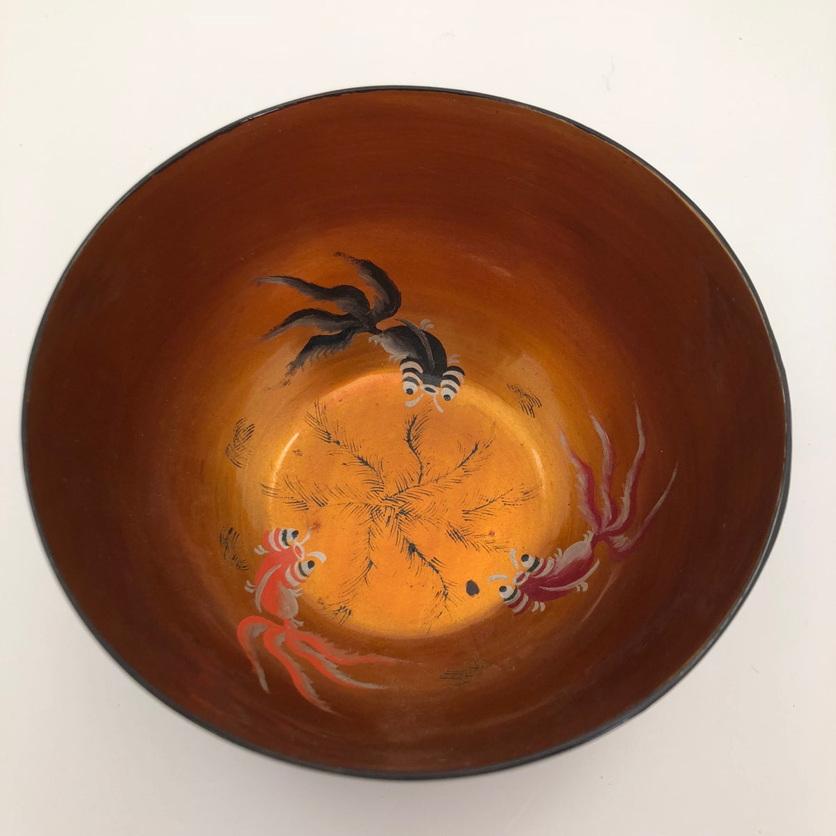 Chinese Foochow Lacquer Bowl With Goldfish and Dragon – critical