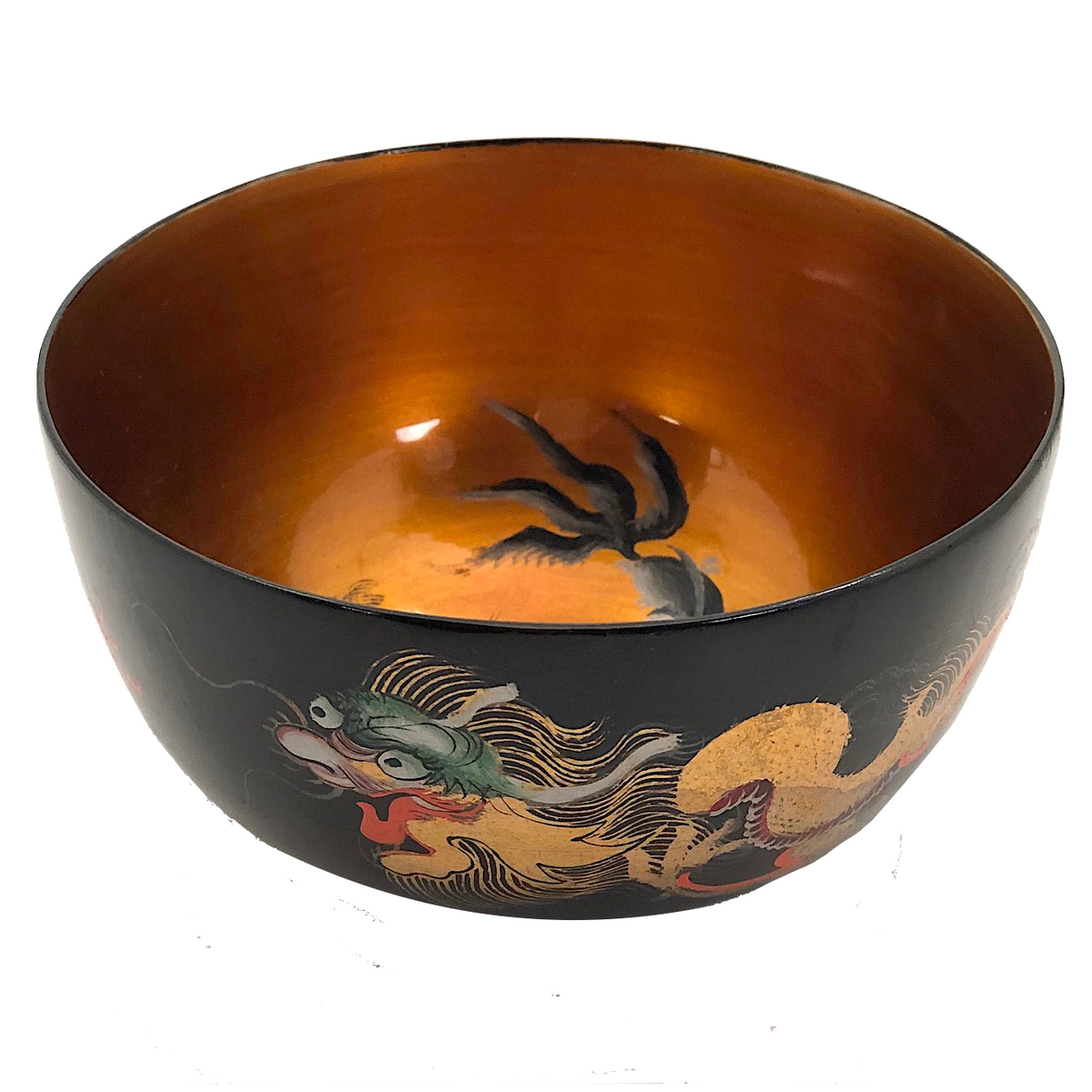 Chinese Foochow Lacquer Bowl With Goldfish and Dragon – critical