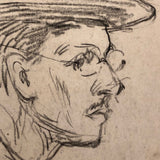 Willem Klijn Pencil Drawing of Man in Hat and Glasses, 1910, Brussels