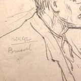 Willem Klijn Pencil Drawing of Man in Hat and Glasses, 1910, Brussels