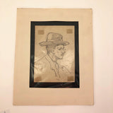 Willem Klijn Pencil Drawing of Man in Hat and Glasses, 1910, Brussels