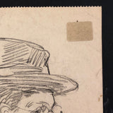 Willem Klijn Pencil Drawing of Man in Hat and Glasses, 1910, Brussels