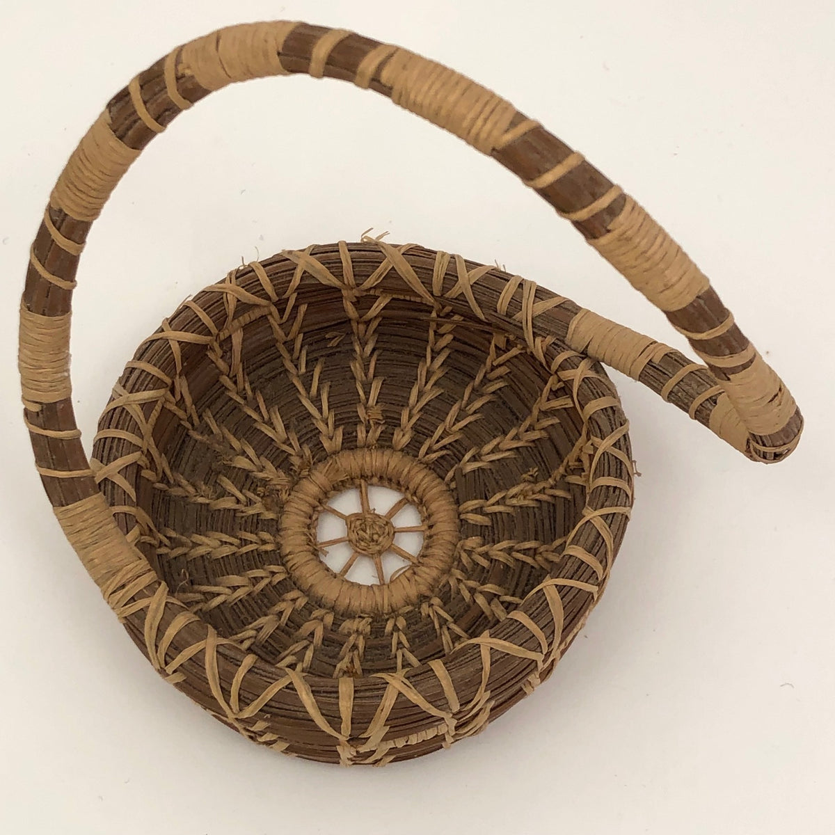 Coushatta Pine Needle Basket with Sculptural Handle critical EYE Finds