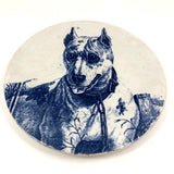 T.C. Brown-Westhead Moore Antique Blue & White Transferware Bull Terrier Plate