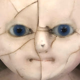 Amazing (and very intense!) Antique 22 Inch Waxed Doll with Blue Glass Eyes