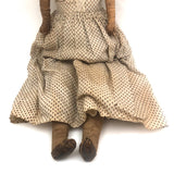 Amazing (and very intense!) Antique 22 Inch Waxed Doll with Blue Glass Eyes