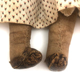 Amazing (and very intense!) Antique 22 Inch Waxed Doll with Blue Glass Eyes