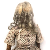 Amazing (and very intense!) Antique 22 Inch Waxed Doll with Blue Glass Eyes
