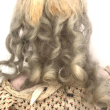 Amazing (and very intense!) Antique 22 Inch Waxed Doll with Blue Glass Eyes